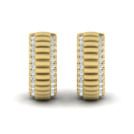 Fluted Huggie Earrings with Satin Finish
