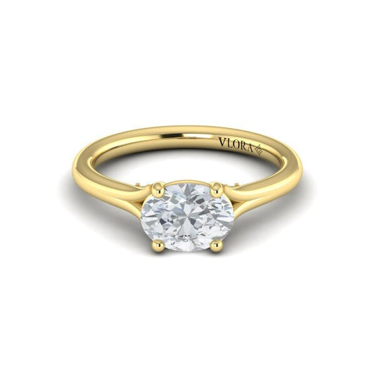 Horizon Solitaire Spit Shank Oval Engagement Ring