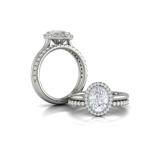 Regal Halo Oval Bezel Engagement Ring