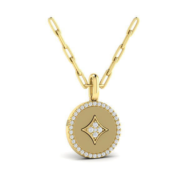 Center Star Diamonds and Bezel Pendant Necklace