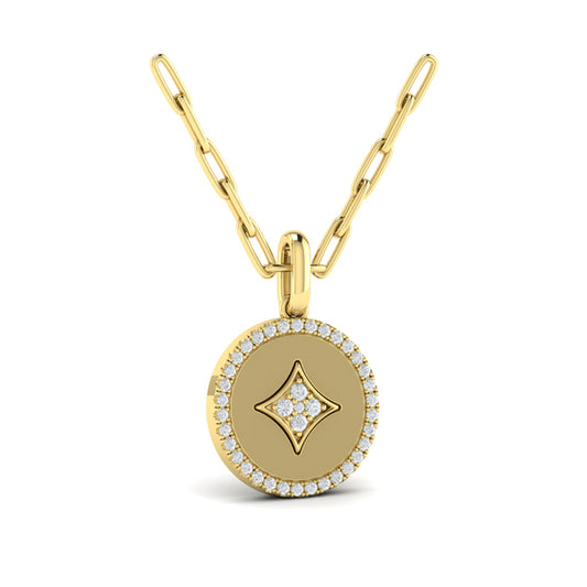 Center Star Diamonds and Bezel Pendant Necklace