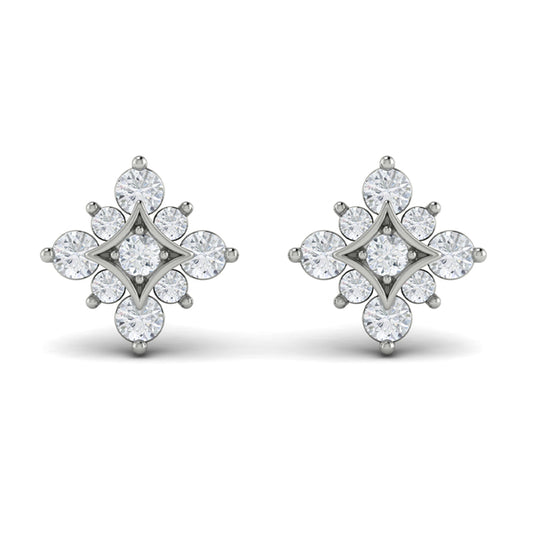 Floating Diamond Star Stud Earrings