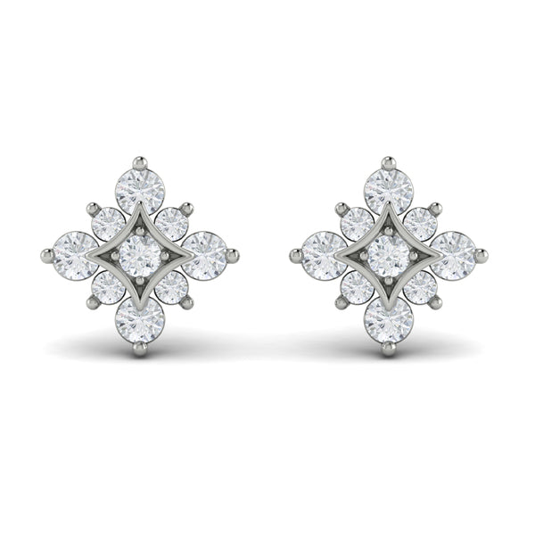 Floating Diamond Star Stud Earrings