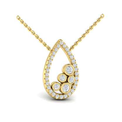 Pavé Pear Shaped and Bezel Set Diamond Pendant Necklace