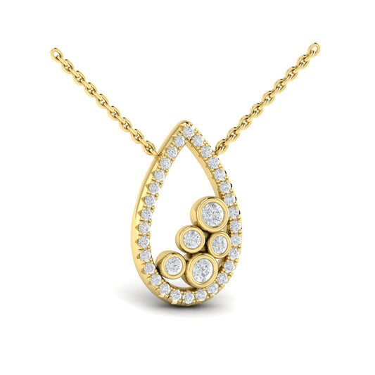 Pavé Pear Shaped and Bezel Set Diamond Pendant Necklace
