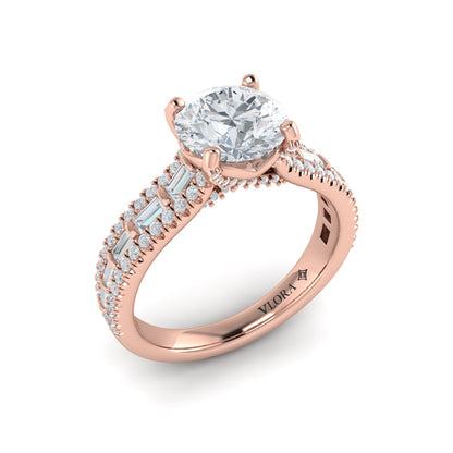 Grand Cathedral Round Diamond Engagement Ring