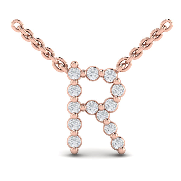 Diamond Alphabet Pendant Necklace, R