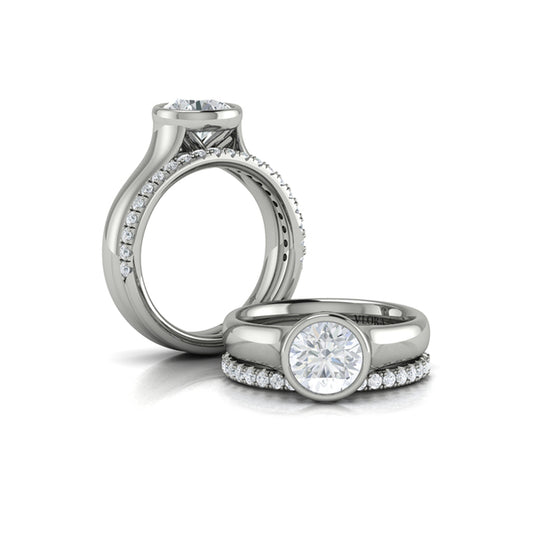 Contoured Bezel Diamond Engagement Ring
