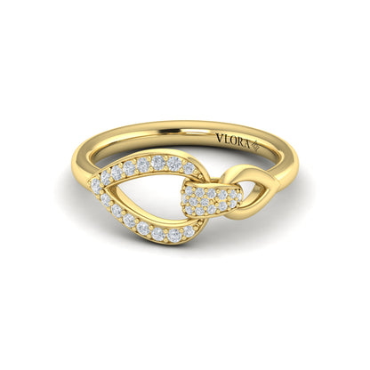 Diamond Open Tear Drop Link Ring