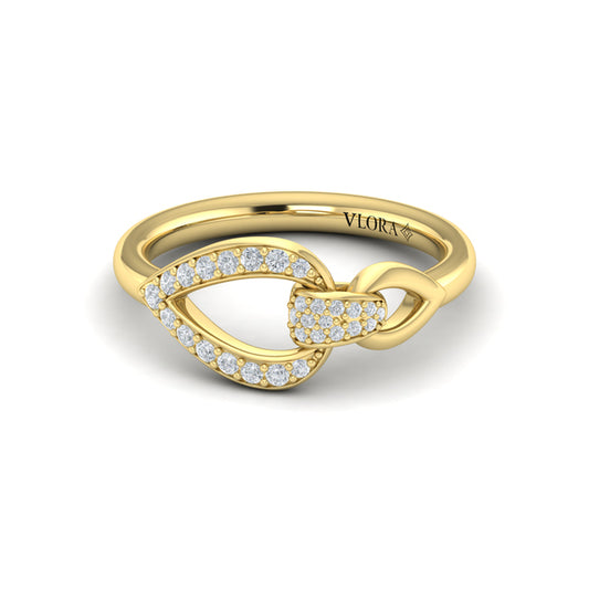 Diamond Open Tear Drop Link Ring