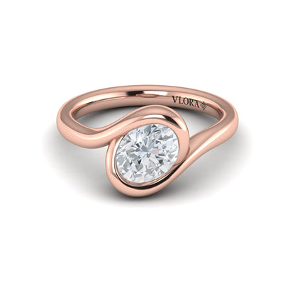Modern Swirl Bezel Engagement Ring