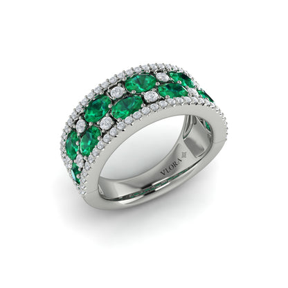 Multi Diamond and Emerald Statement Ring