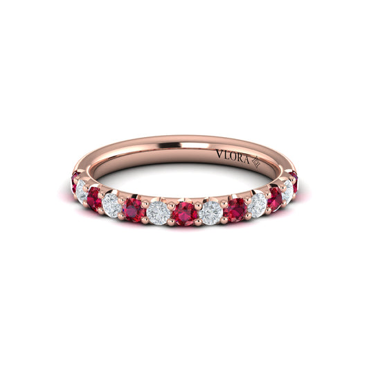 Ruby and Diamond Stackable Band