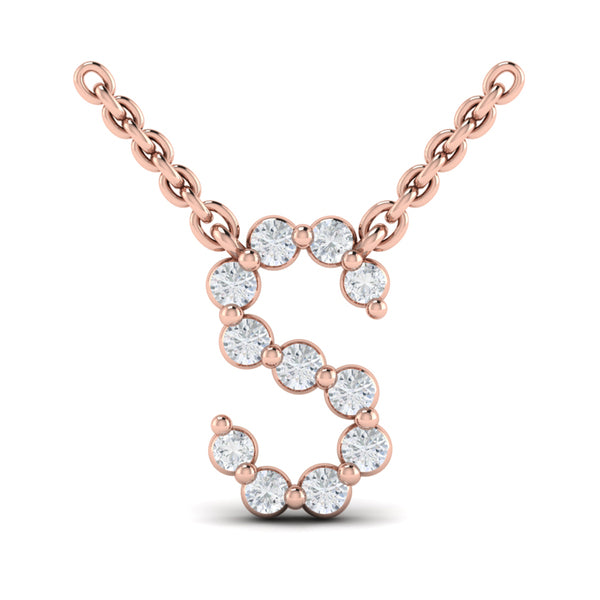 Diamond Alphabet Pendant Necklace, S