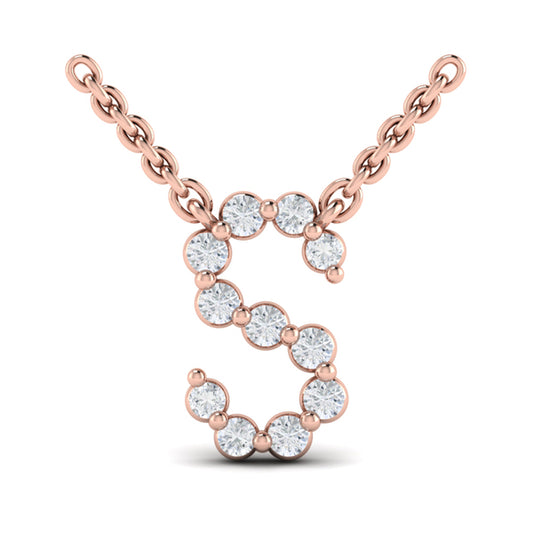 Diamond Alphabet Pendant Necklace, S