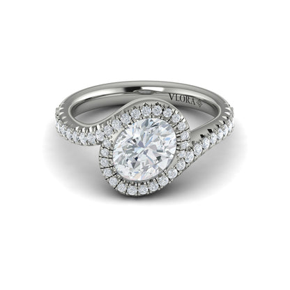 Modern Swirl Pavé Halo Engagement Ring