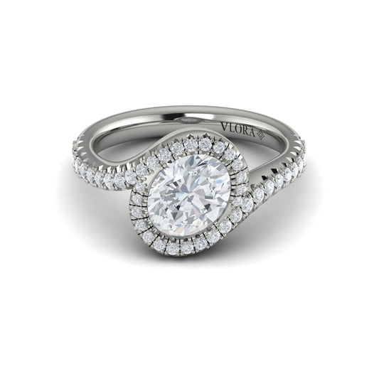 Modern Swirl Pavé Halo Engagement Ring