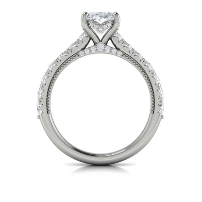 French Cathedral Oval Hidden Halo Engagement Ring