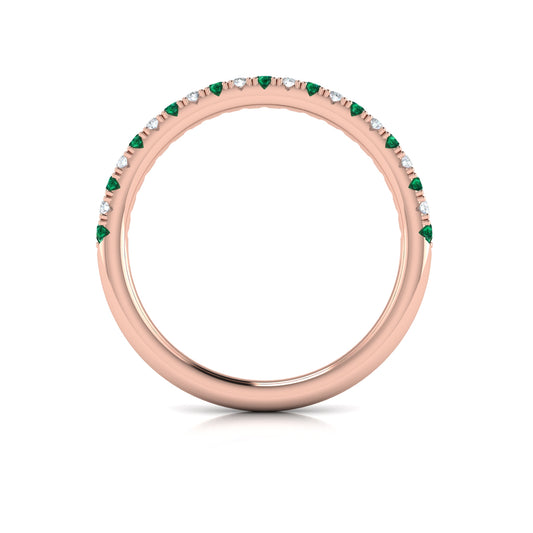 Slim Emerald and Diamond Stackable Band
