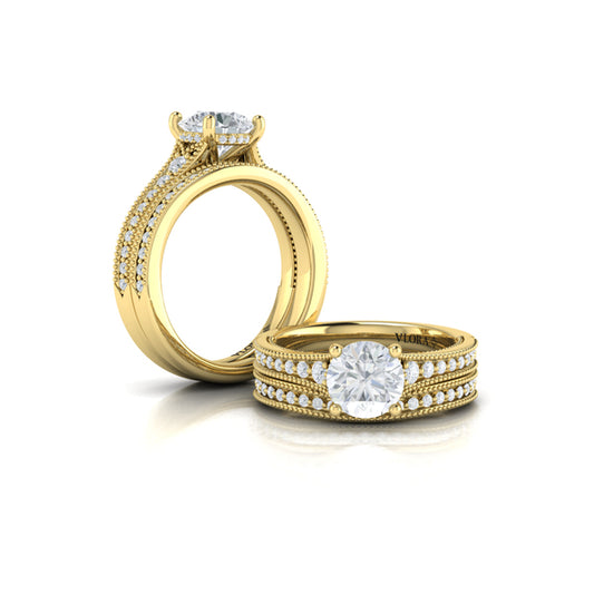 Matching Bands Wedding Band in 14K Yellow Gold by Vlora Bridal