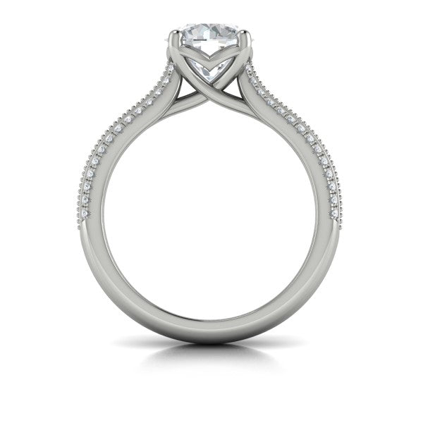 Round Classic, Modern Vintage Engagement Ring in Platinum by Vlora Bridal