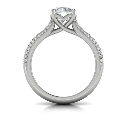 Round Classic, Modern Vintage Engagement Ring in Platinum by Vlora Bridal