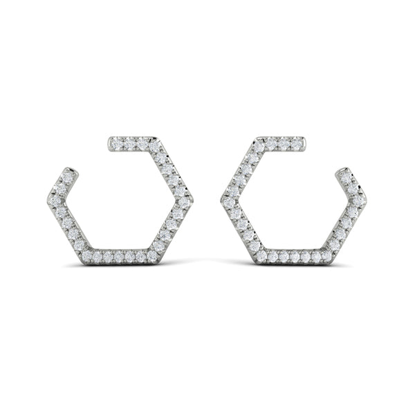 Diamond Forward-Facing Honeycomb Open Hoop Earrings
