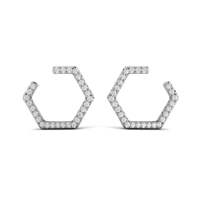 Diamond Forward-Facing Honeycomb Open Hoop Earrings