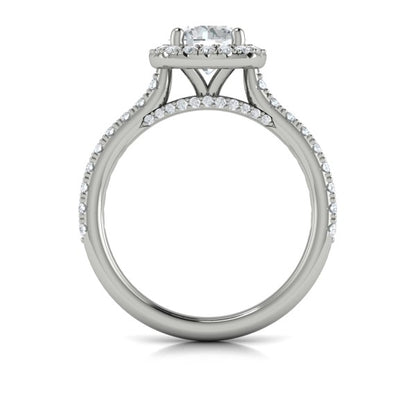 Round Halo Engagement Ring in Platinum by Vlora Bridal