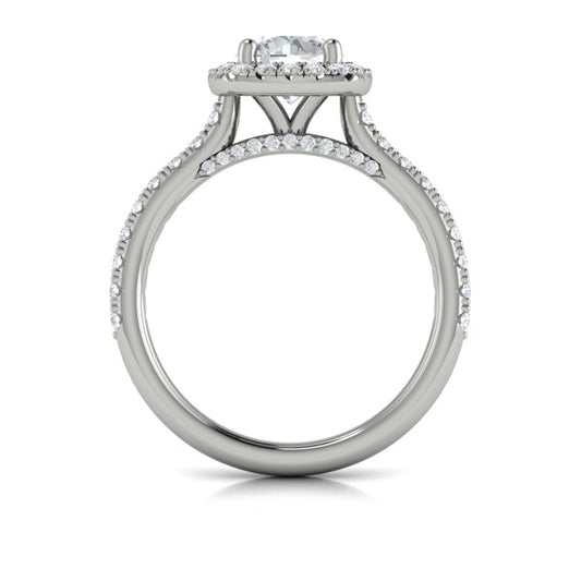 Round Halo Engagement Ring in Platinum by Vlora Bridal