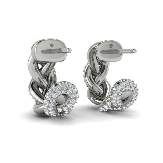 Alternating Diamond Twist Huggie Hoop Earrings