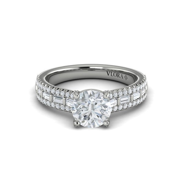 Grand Cathedral Round Diamond Engagement Ring