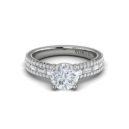 Round Classic Engagement Ring in Platinum by Vlora Bridal