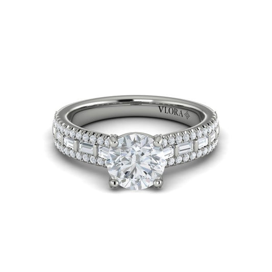 Round Classic Engagement Ring in Platinum by Vlora Bridal