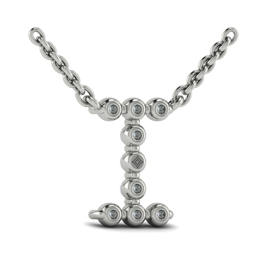 Diamond Alphabet Pendant Necklace, I