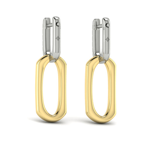 Diamond Accent North South Open Oval Pendant Link Earrings