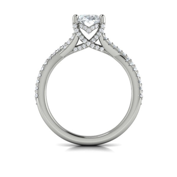 Woven Pave Oval Diamond Engagement Ring