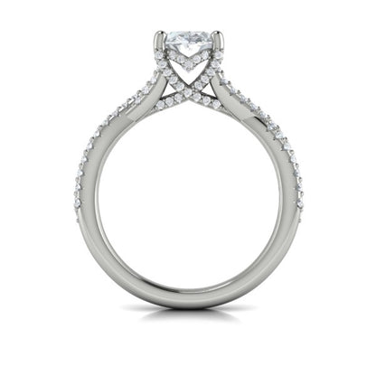 Woven Pave Oval Diamond Engagement Ring