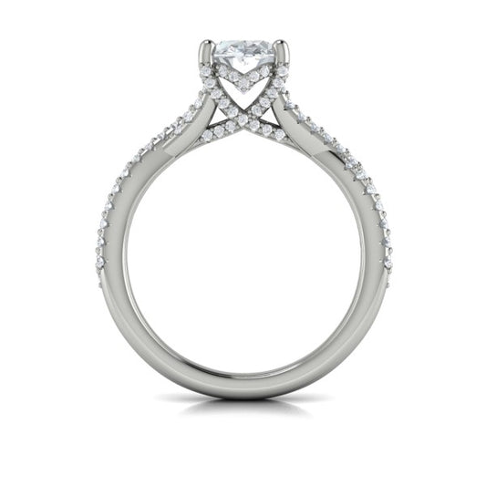 Woven Pave Oval Diamond Engagement Ring
