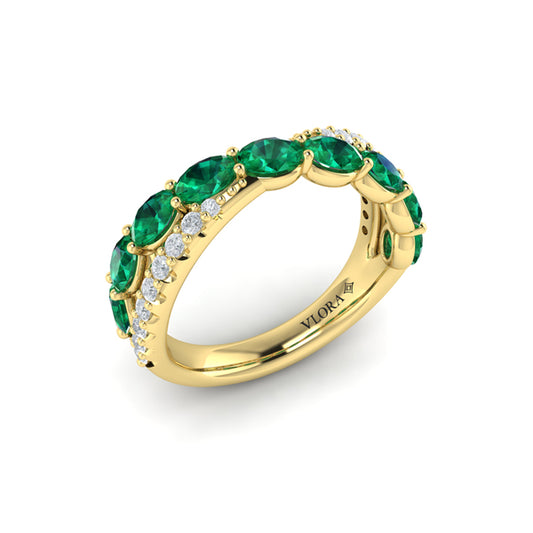 Multi Diamond and Emerald Twist Statement Ring
