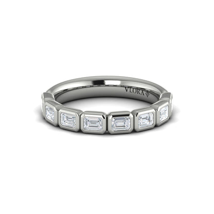 Matching Band for Emerald Cut Bezel Engagement Ring with Bezel Set Accent Diamonds