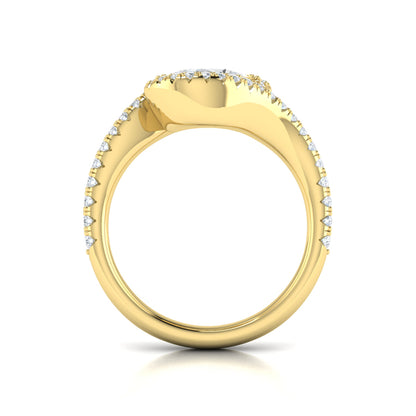 Modern Swirl Pavé Halo Engagement Ring