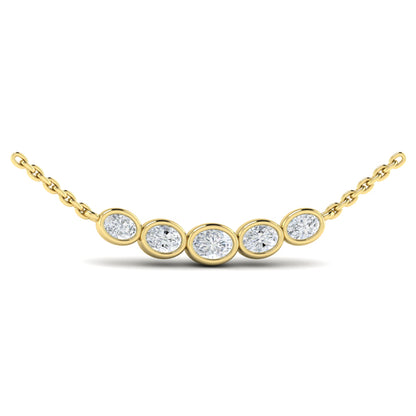 Bezel Set Diamond Curve Pendant Necklace