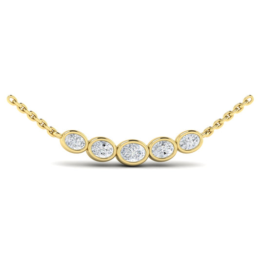 Bezel Set Diamond Curve Pendant Necklace