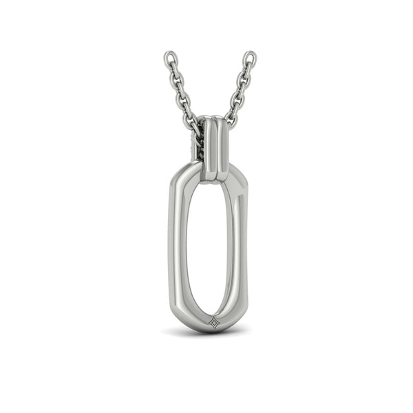Diamond Accent North South Open Oval Pendant with Link Necklace