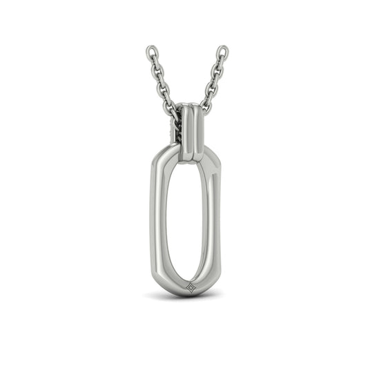 Diamond Accent North South Open Oval Pendant with Link Necklace