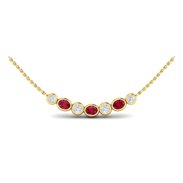 Diamond and Ruby Rounded Bezel Pendant