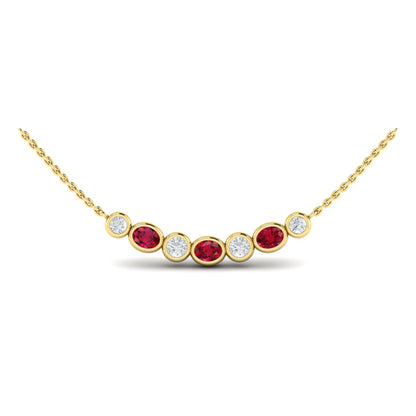 Diamond and Ruby Rounded Bezel Pendant