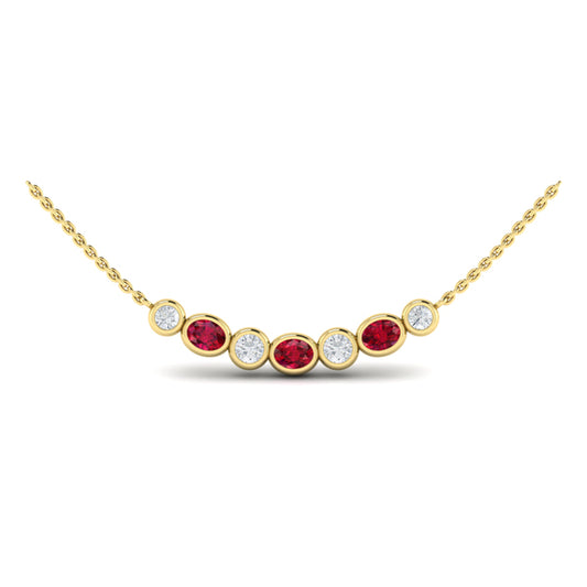 Diamond and Ruby Rounded Bezel Pendant