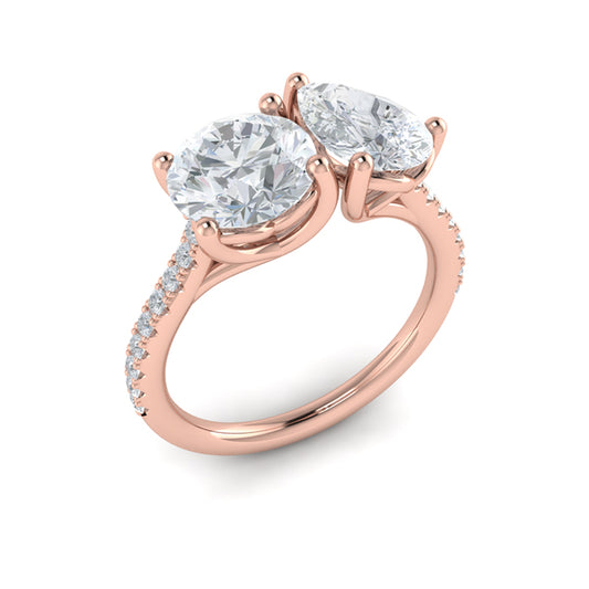 Duet Pear and Round Toi et Moi Engagement Ring